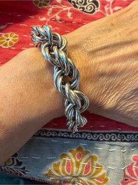 Rope Chain Sterling Silver 925 Hollow Bracelet Italy Vintage
